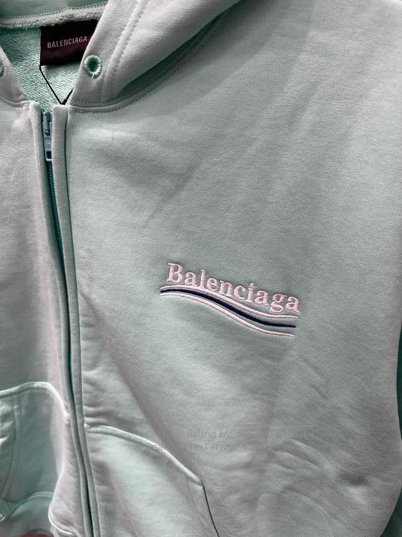 Balenciaga Balenciaga Mint green Coca-Cola embroidered zip-up hoodie Size US L / EU 52-54 / 3 - 3 Thumbnail