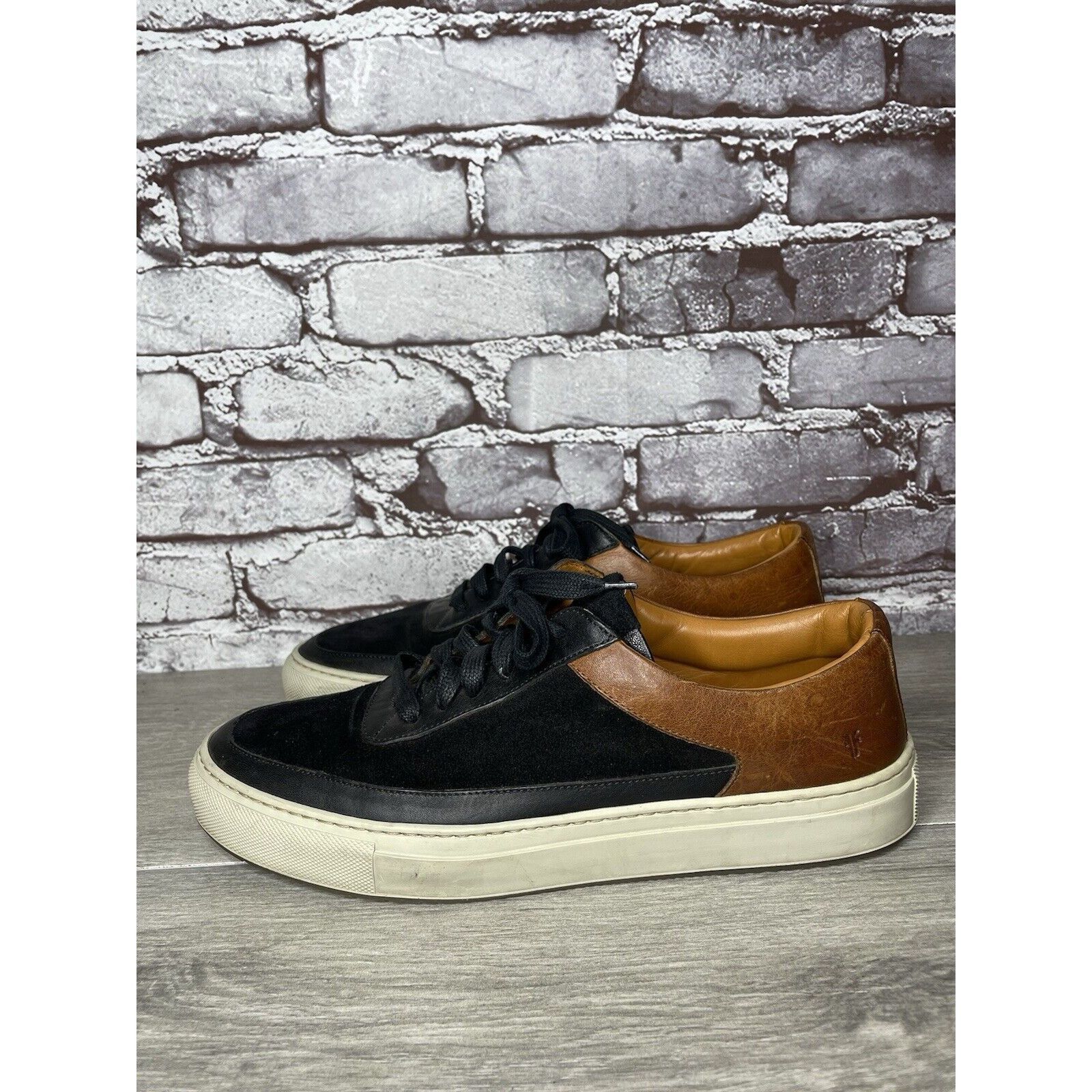 Frye Frye Black Suede Brown Leather Lace Up Low Top Casual Shoes Size US 10 / EU 43 - 1 Thumbnail