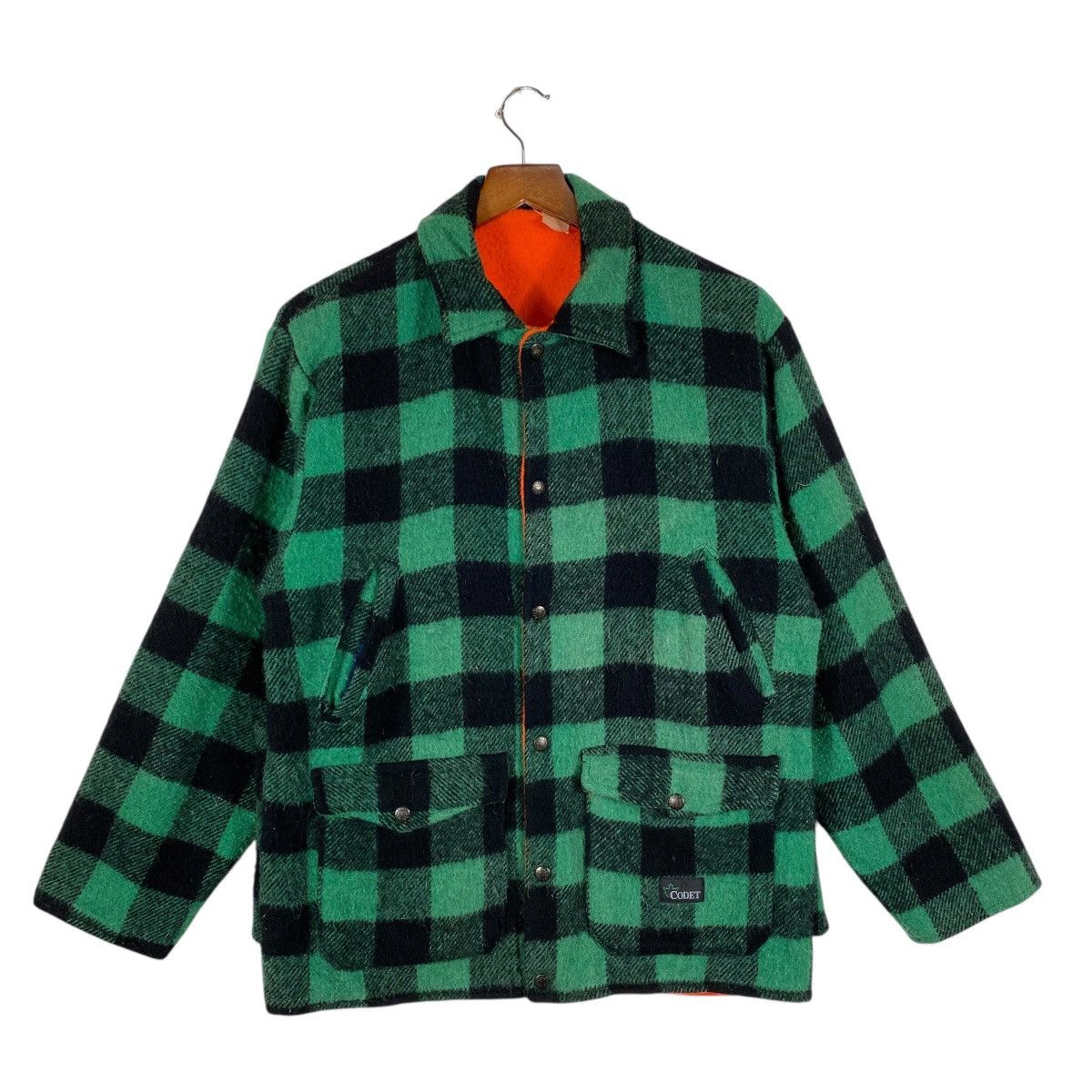 Vintage 90s Codet Plaid Reversible Wool Button Jacket