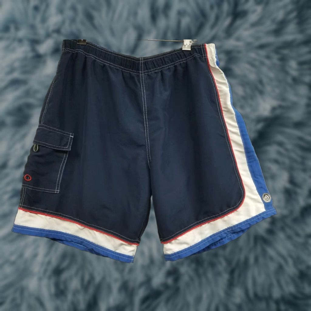 Ocean Pacific VINTAGE Ocean Pacific Board Shorts Swim Trunk Mens L Blue Ombré Drawstring Pockets Above-the-Knee Size US 33 - 1 Thumbnail