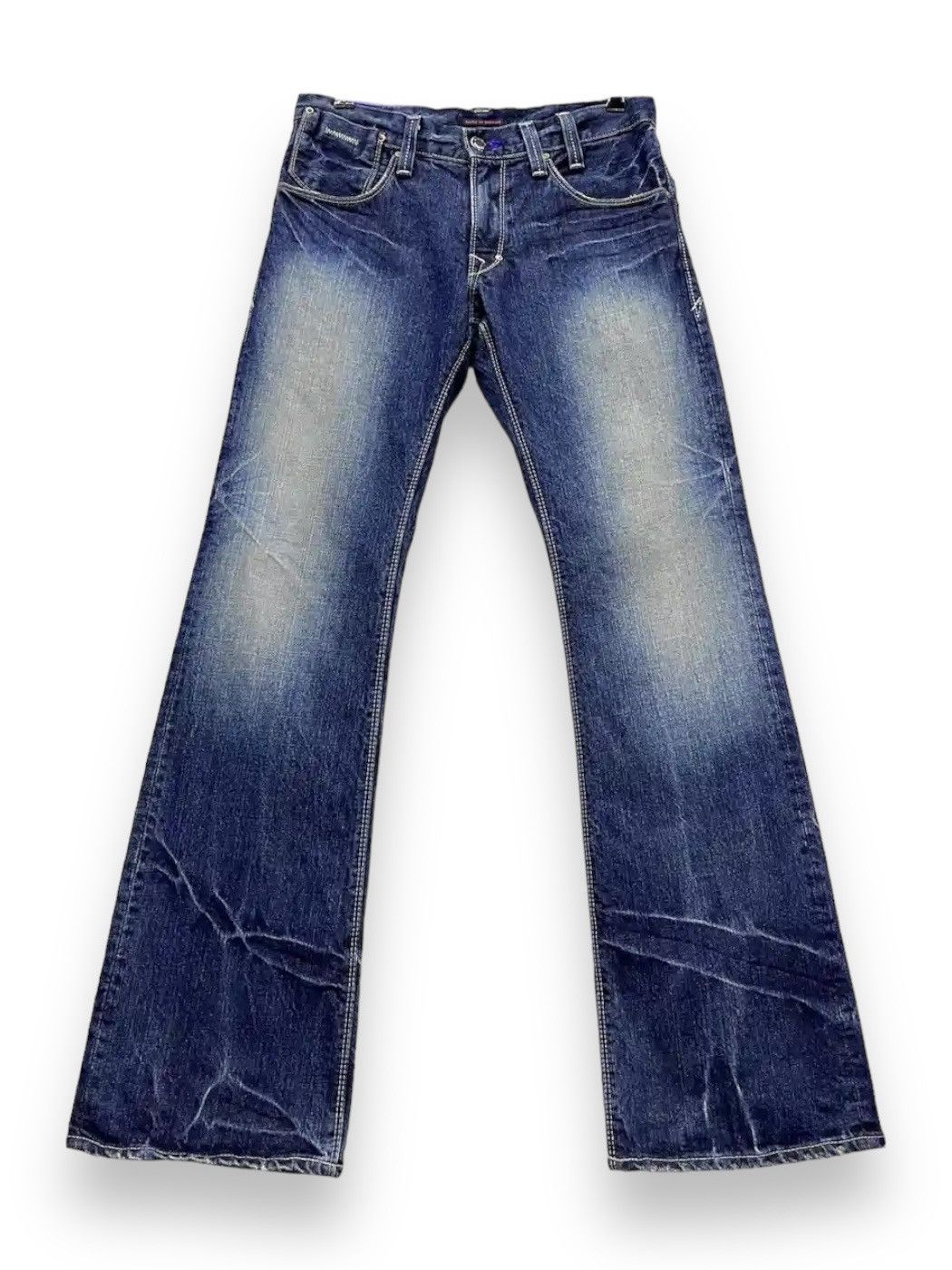 Japan Blue 🇯🇵MADE IN NIPPON!BLAST Clawmark Whisker Vtg Punk Flare🤘🏼 Size US 30 / EU 46 - 2 Thumbnail