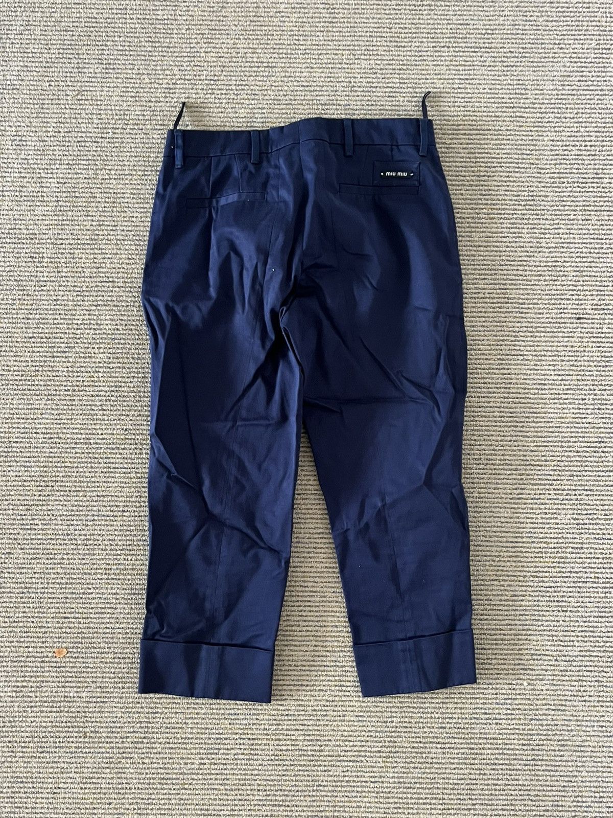 Miu Miu Navy Cropped Logo Patch Pants Size 25" / US 0 / IT 36 - 1 Thumbnail