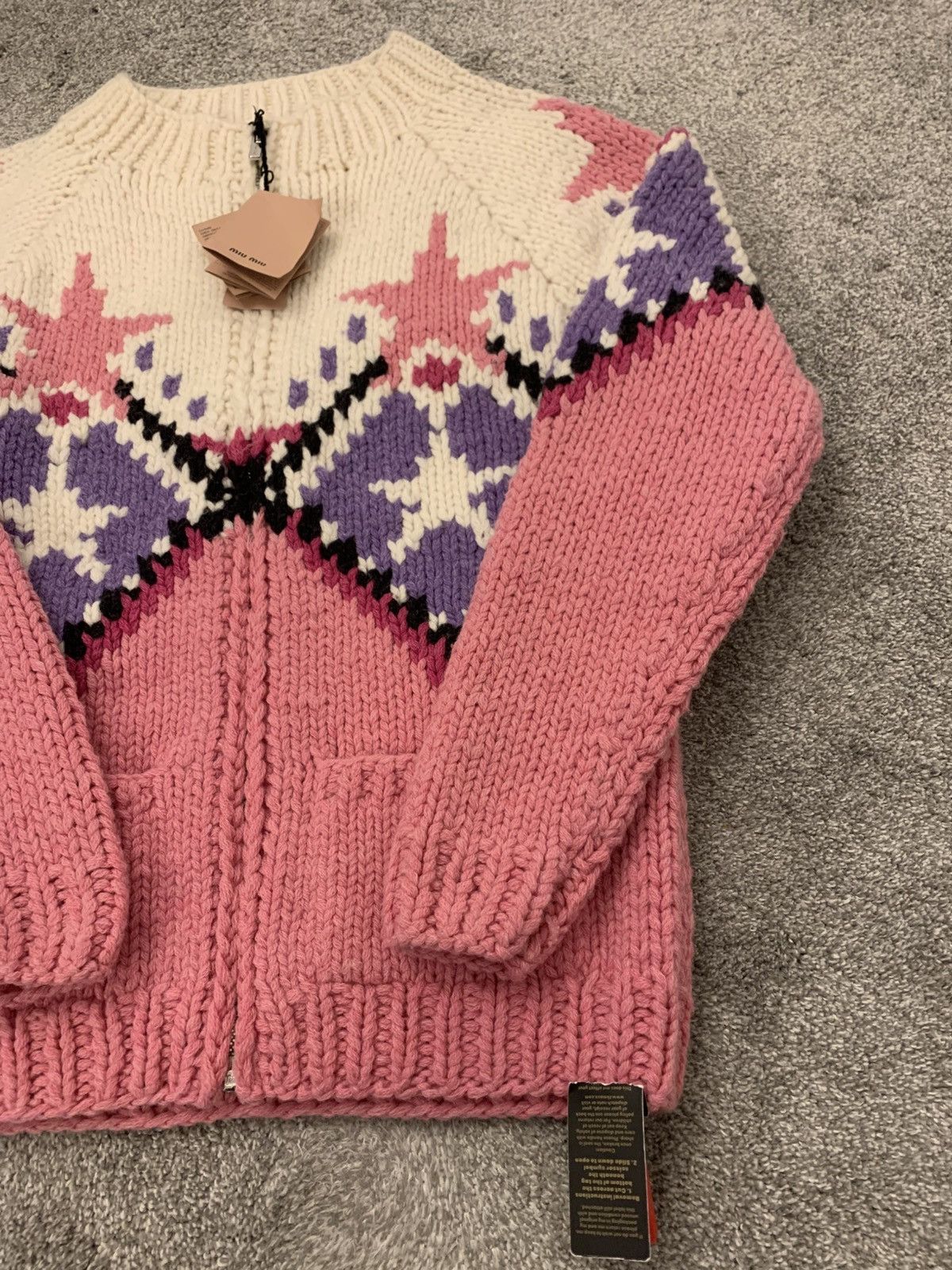 Miu Miu Miu Miu Shetland “Petalo” Heavy Knit Zip Cardigan –(UK 6–8) Size S / US 4 / IT 40 - 4 Thumbnail
