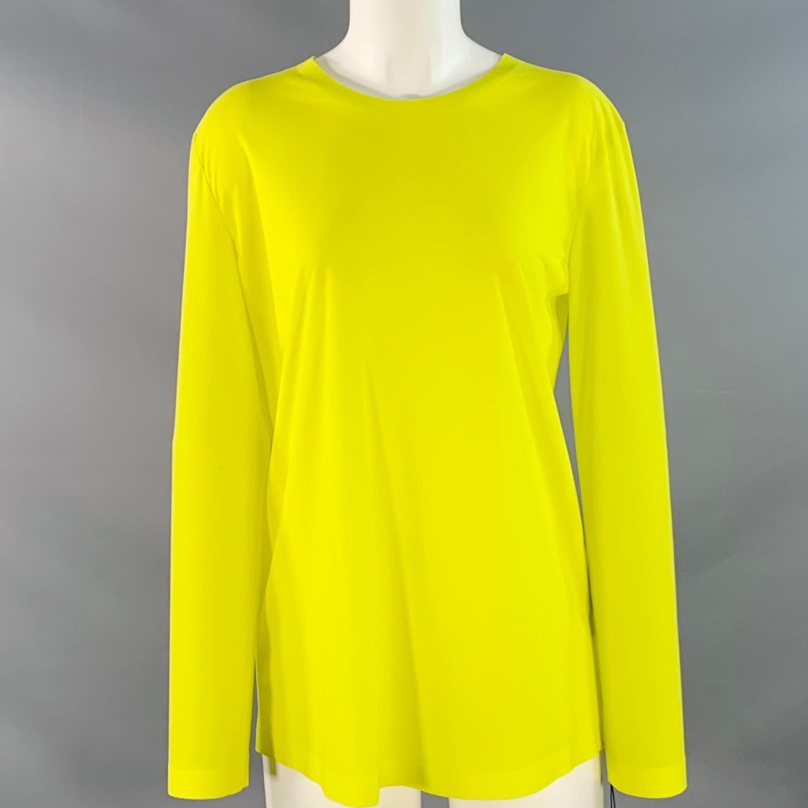 Norma Kamali NORMA KAMALI S Yellow Neon Polyester Crew Neck Casual Top Size S / US 4 / IT 40 - 1 Thumbnail