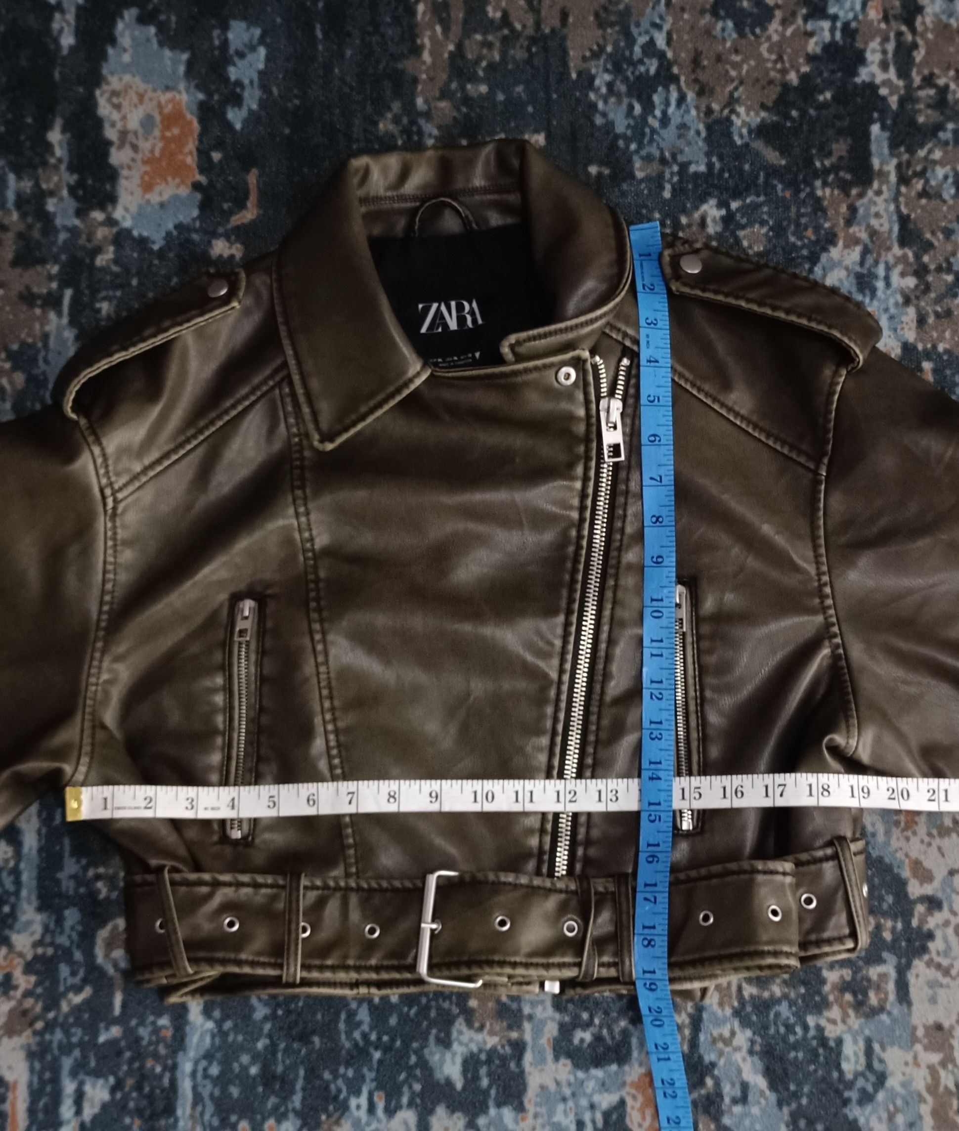 Le Grande Bleu (L.G.B.) ZARA Cropped Leather Jacket Size M / US 6-8 / IT 42-44 - 15 Thumbnail