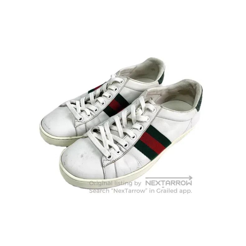 Gucci Gucci Ace series white striped webbing lace-up casual flat Size US 6.5 / IT 36.5 - 1 Thumbnail