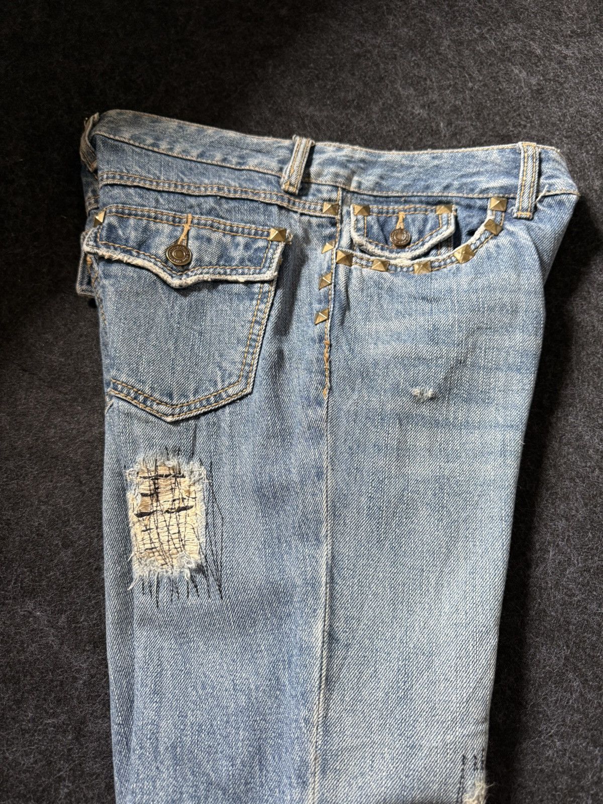 Hysteric Glamour × Japanese Brand Distressed Boro Studded Flare Jeans Japanese Brand Size US 28 / EU 44 - 4 Thumbnail