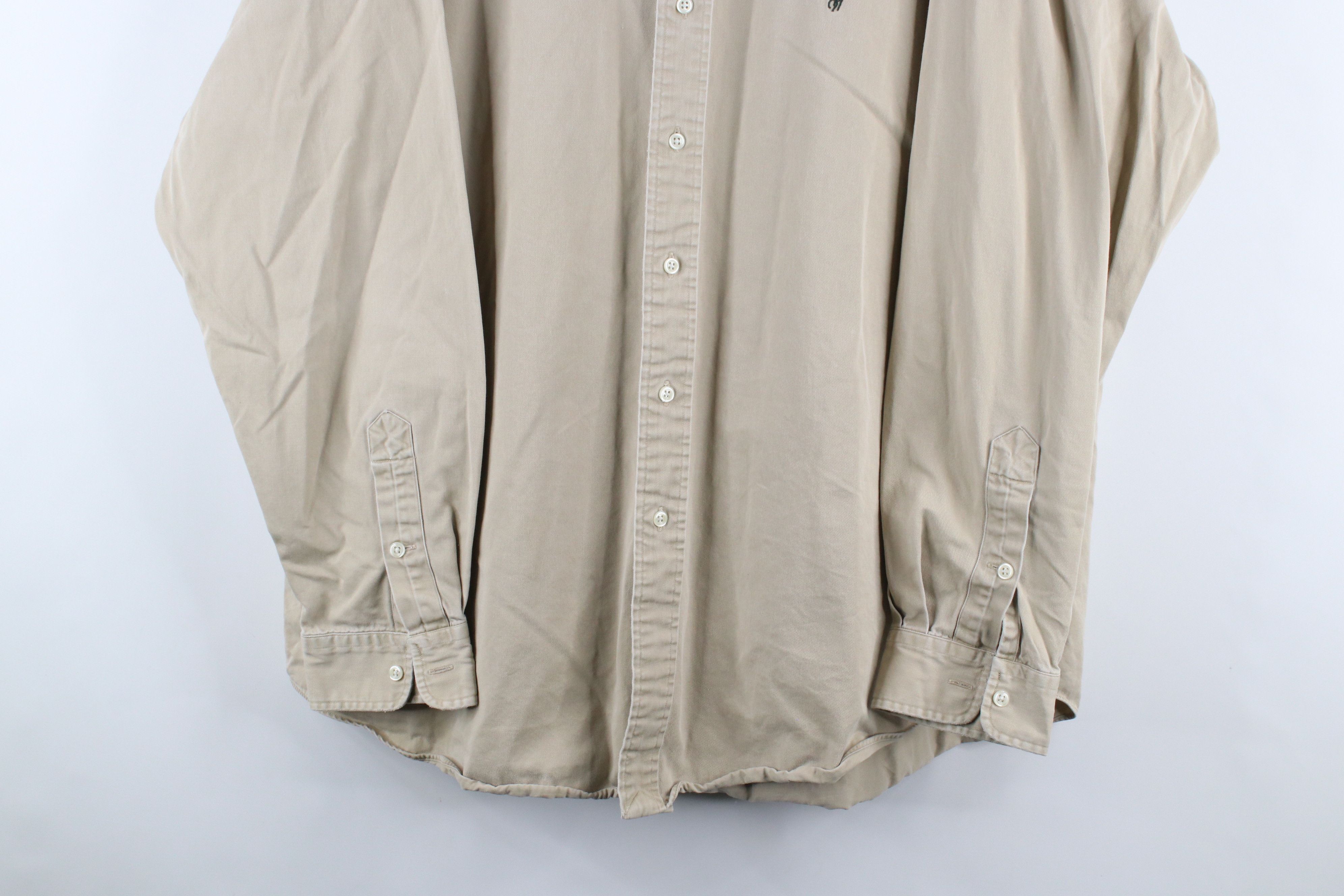 Ralph Lauren × Vintage Vintage 90s Ralph Lauren Collared Button Down Shirt Beige Size US XL / EU 56 / 4 - 3 Thumbnail