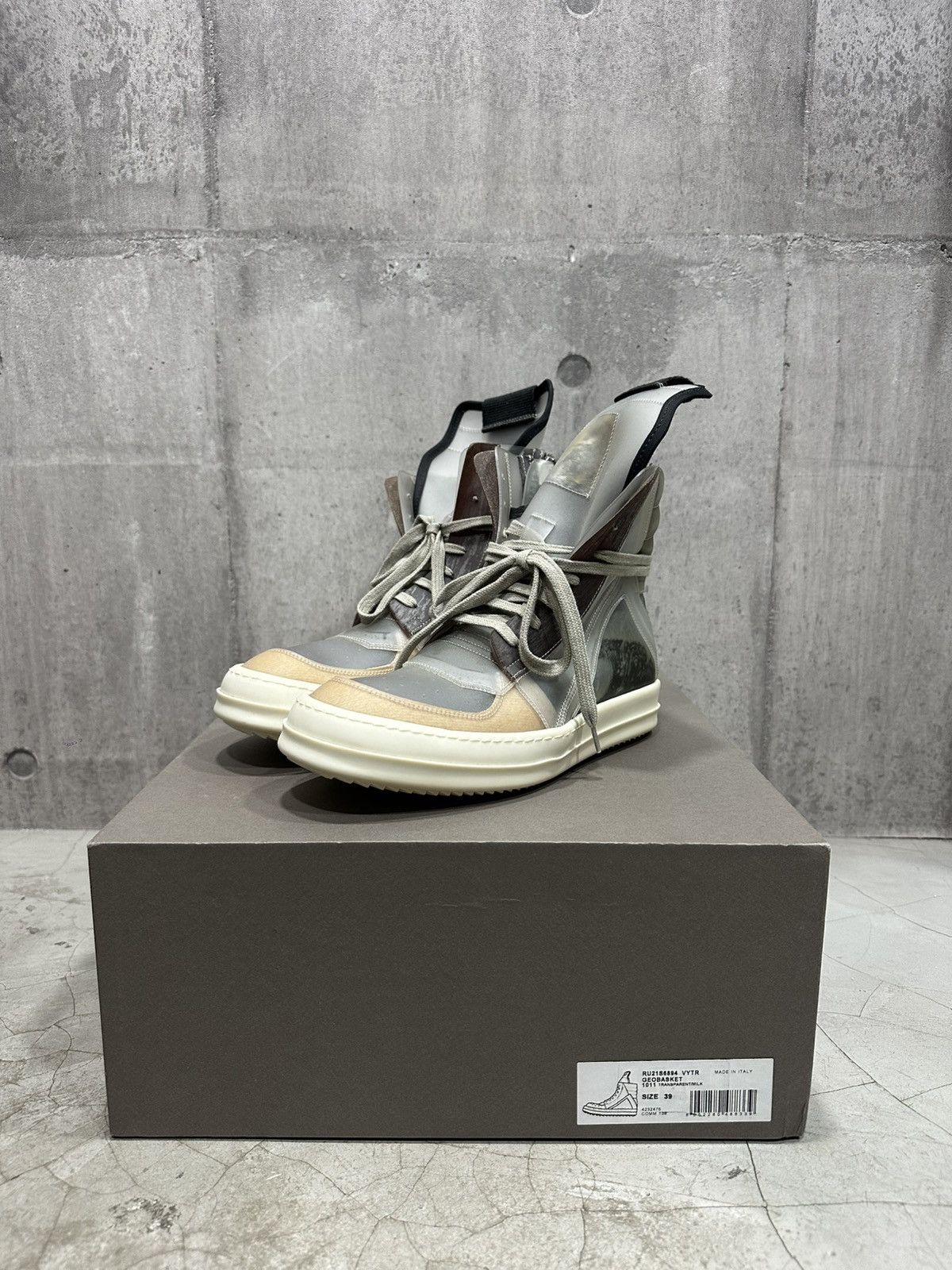 靴 Rickowens White Megalaced Geobasket Rick Owens White Geobasket | Grailed