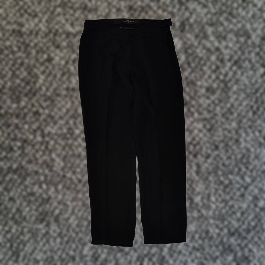Vintage VINTAGE Trousers Womens 14 W28 L27 Black Straight Suit Polyester Medium Size 36" / US 14 / IT 50 - 1 Thumbnail
