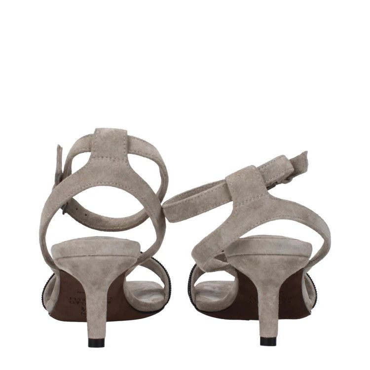 Brunello Cucinelli ob1o1e1024 Suede Sandals in Grey Size US 7 / IT 37 - 5 Thumbnail