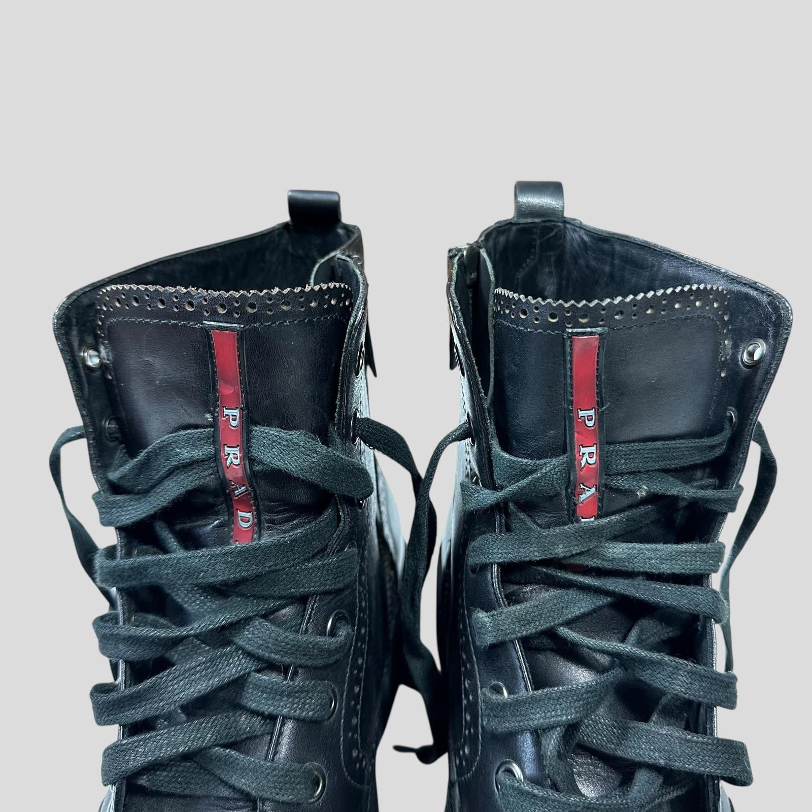 Prada Prada Brogue Detailed Leather Combat Boots - UK7.5/8 Size US 8.5 / EU 41-42 - 9 Thumbnail