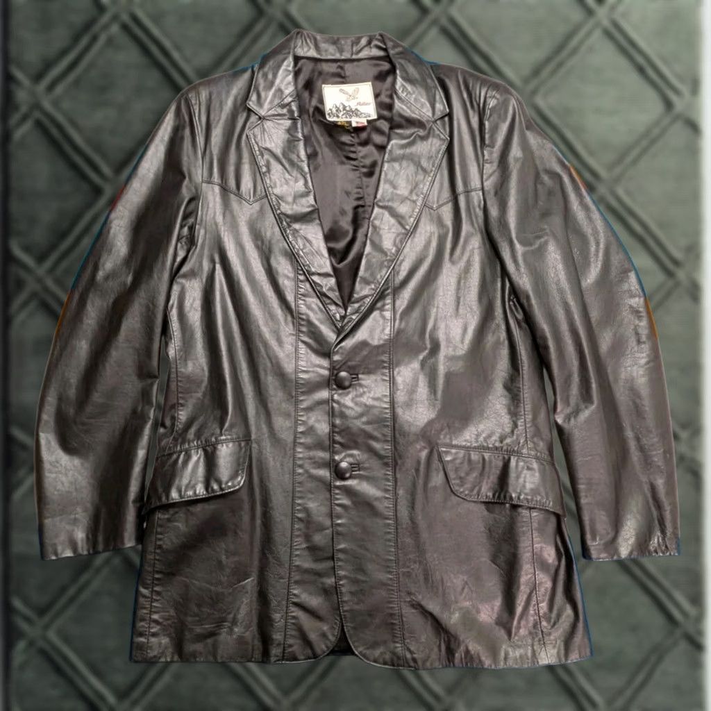 Vintage VINTAGE Adler Leather Jacket USA Made Trench Coat Collared Pockets 2 Button Size 42 Long Black Mens Size US XS / EU 42 / 0 - 1 Thumbnail