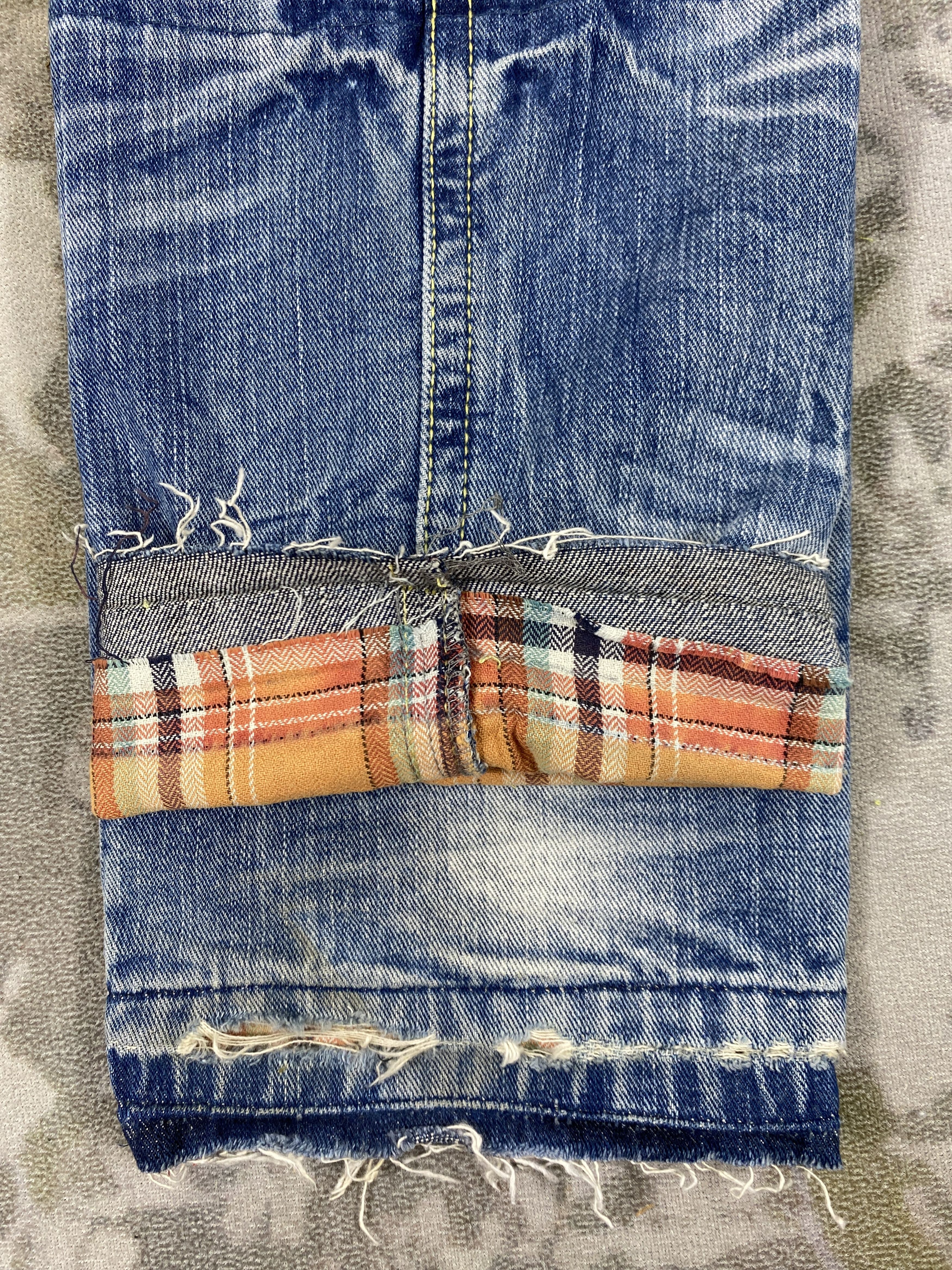 Japanese Brand Distressed Blue Vintage Surf Up Jeans 36x31 Denim- JN3762 Size US 36 / EU 52 - 12 Thumbnail