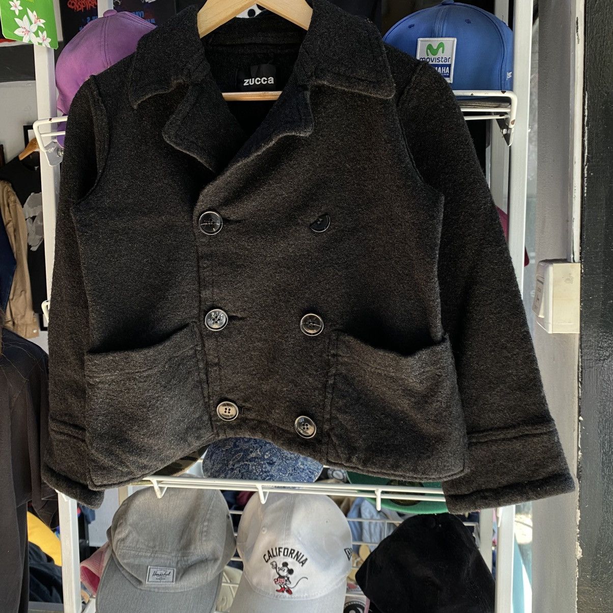 CABANE de ZUCCa × Issey Miyake × Japanese Brand Issey Miyake Cabane De ZUCCA Issey Wool Pea Coat Womens Size S / US 4 / IT 40 - 5 Thumbnail