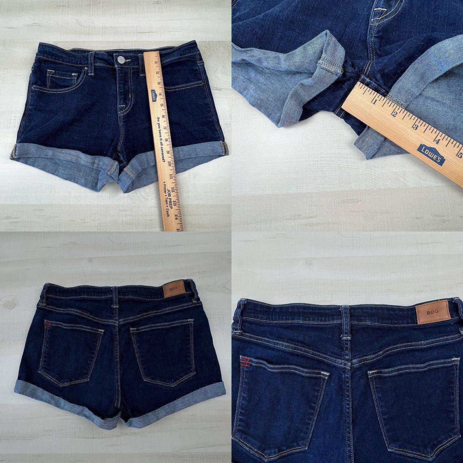 Bdg BDG Blue Denim Shorts Women's 28 Mid Rise Cut Offs Rolled Hem Size 28" / US 6 / IT 42 - 8 Thumbnail