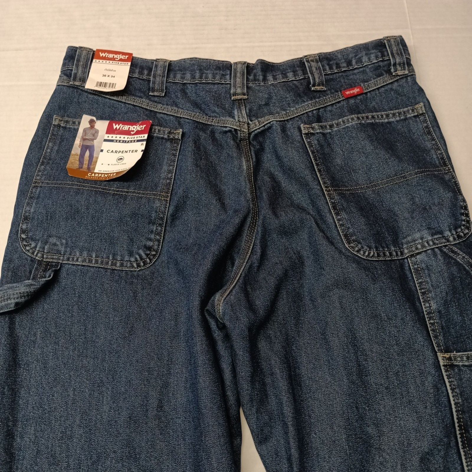 Wrangler Wrangler 36x34 Men Relaxed Fleece Lined Carpenter Jeans Blue Size US 36 / EU 52 - 8 Thumbnail