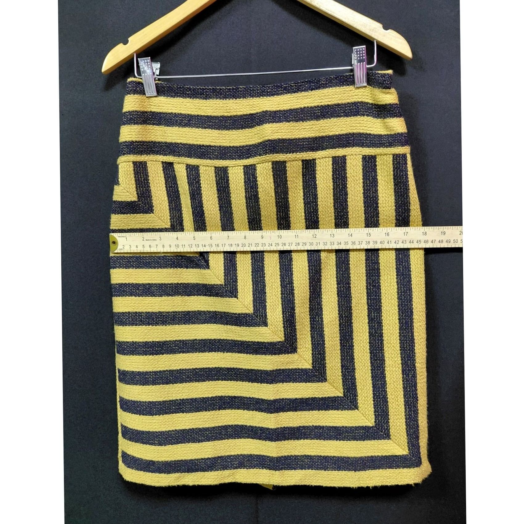 Vintage Eva Franco Skirt Womens 10 Yellow Made USA Striped Black Women Size Size 32" / US 10 / IT 46 - 7 Thumbnail