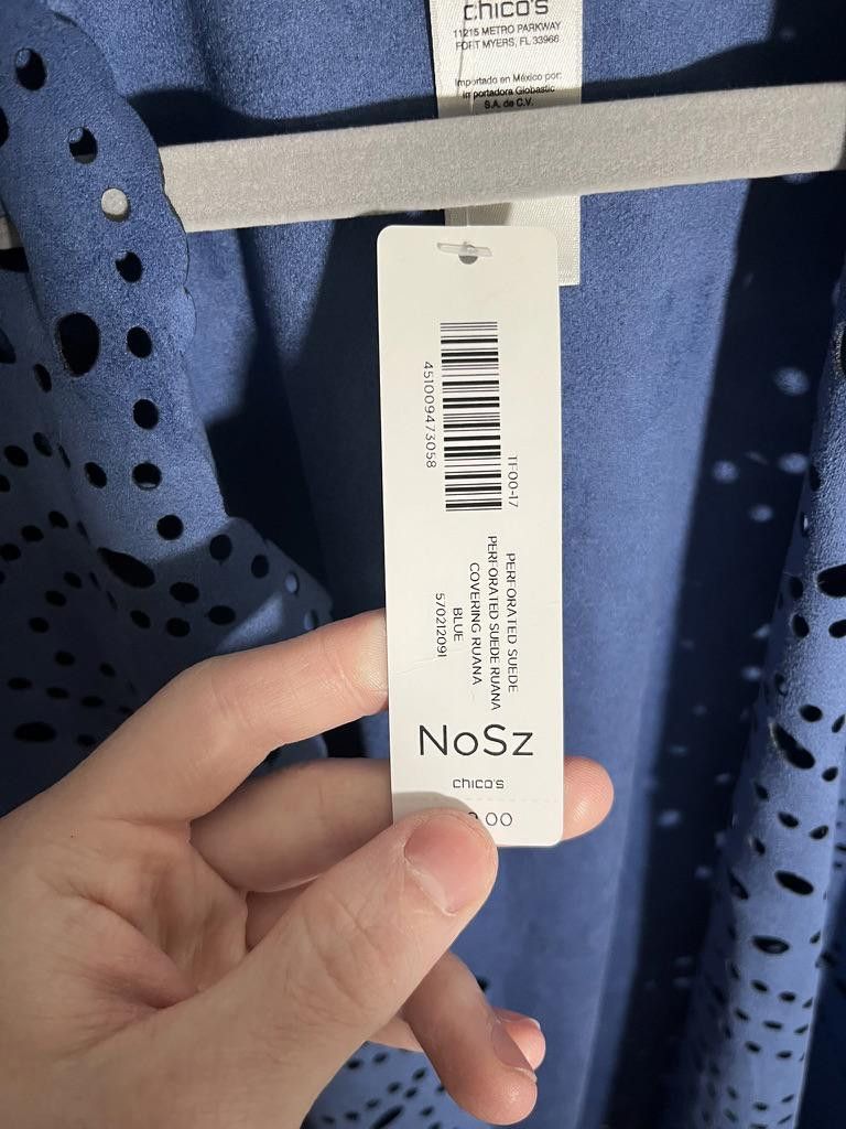 Chicos Chico's Laser-Cut Navy Blue Kimono Size S / US 4 / IT 40 - 3 Thumbnail