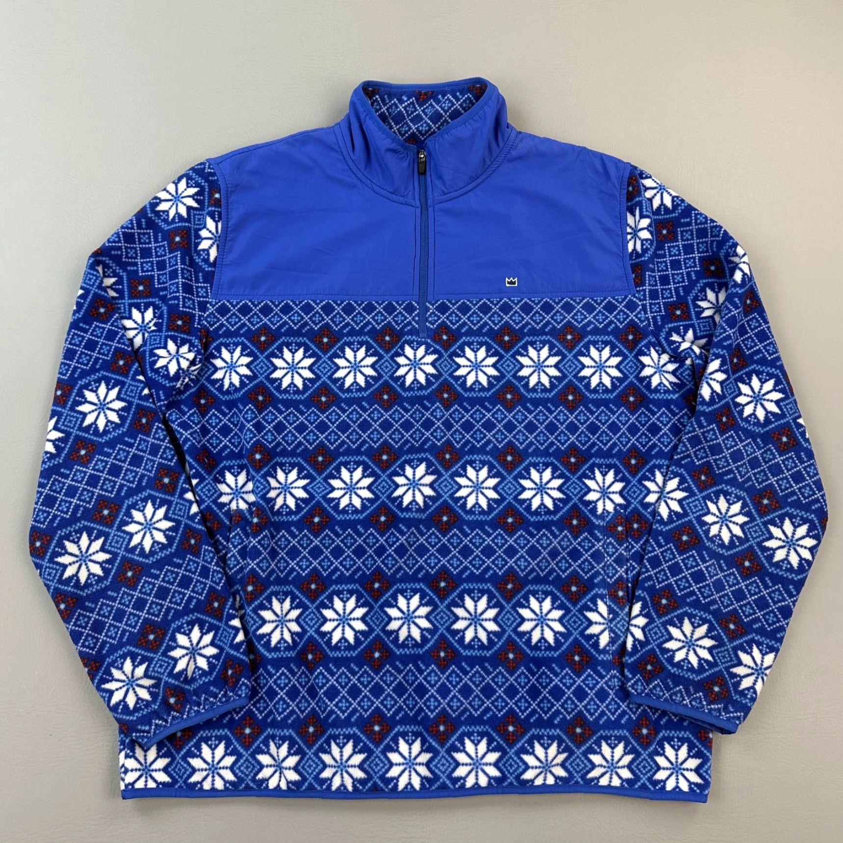 Vintage Crown & Ivy Pullover Mens Large Blue Fleece Nordic Snowflake 1/4 Zip Outdoor Jacket Size US L / EU 52-54 / 3 - 2 Thumbnail