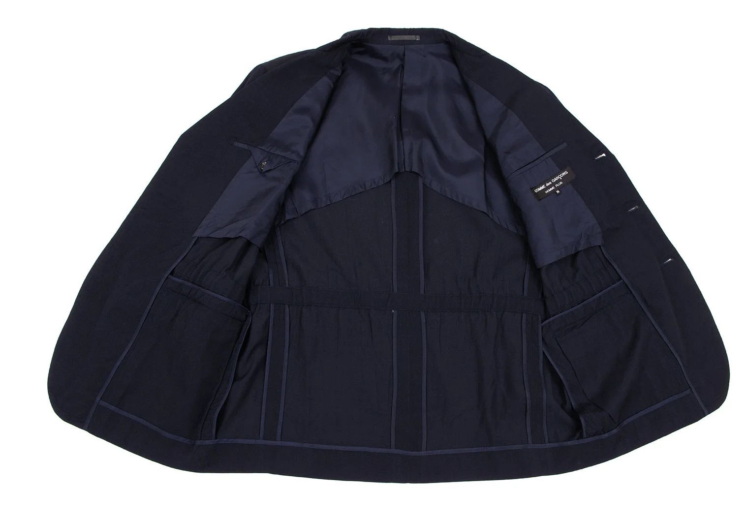 Comme des Garcons Homme Plus Wool Gabardine Gathered Jacket in Navy M Size US M / EU 48-50 / 2 - 13 Thumbnail