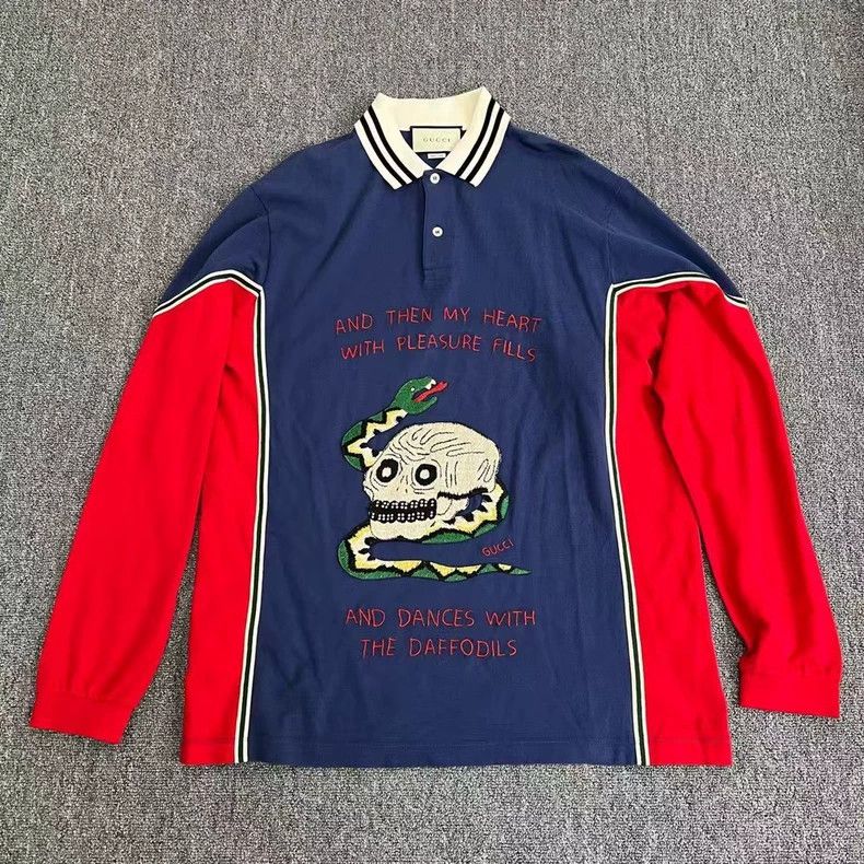 Gucci Gucci Skull and Snake Rhinestone Polo Shirt Long Sleeve 250 Size US M / EU 48-50 / 2 - 1 Thumbnail