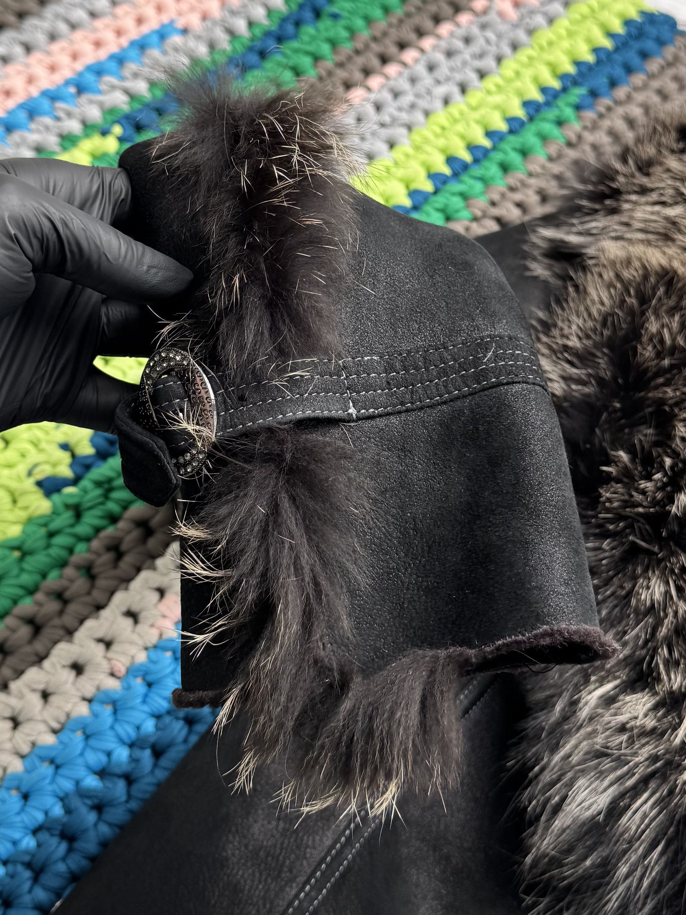 Vintage Vintage Shearling Leather Jacket Real Fur Collar Belted Y2K Size S / US 4 / IT 40 - 9 Thumbnail