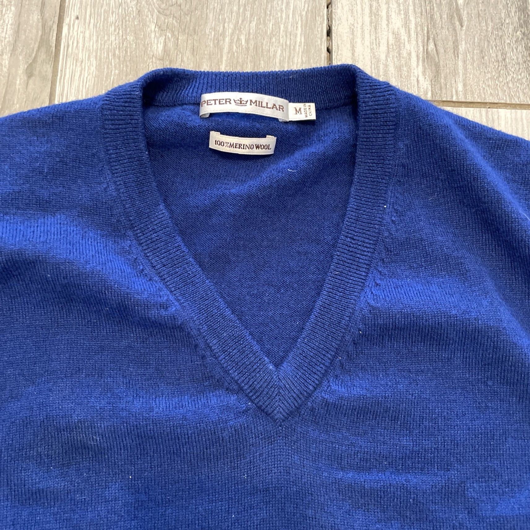 Peter Millar Peter Millar Sweater Vest Royal Blue V-Neck 100% Merino Wool Size M Golf Men Size US M / EU 48-50 / 2 - 2 Thumbnail