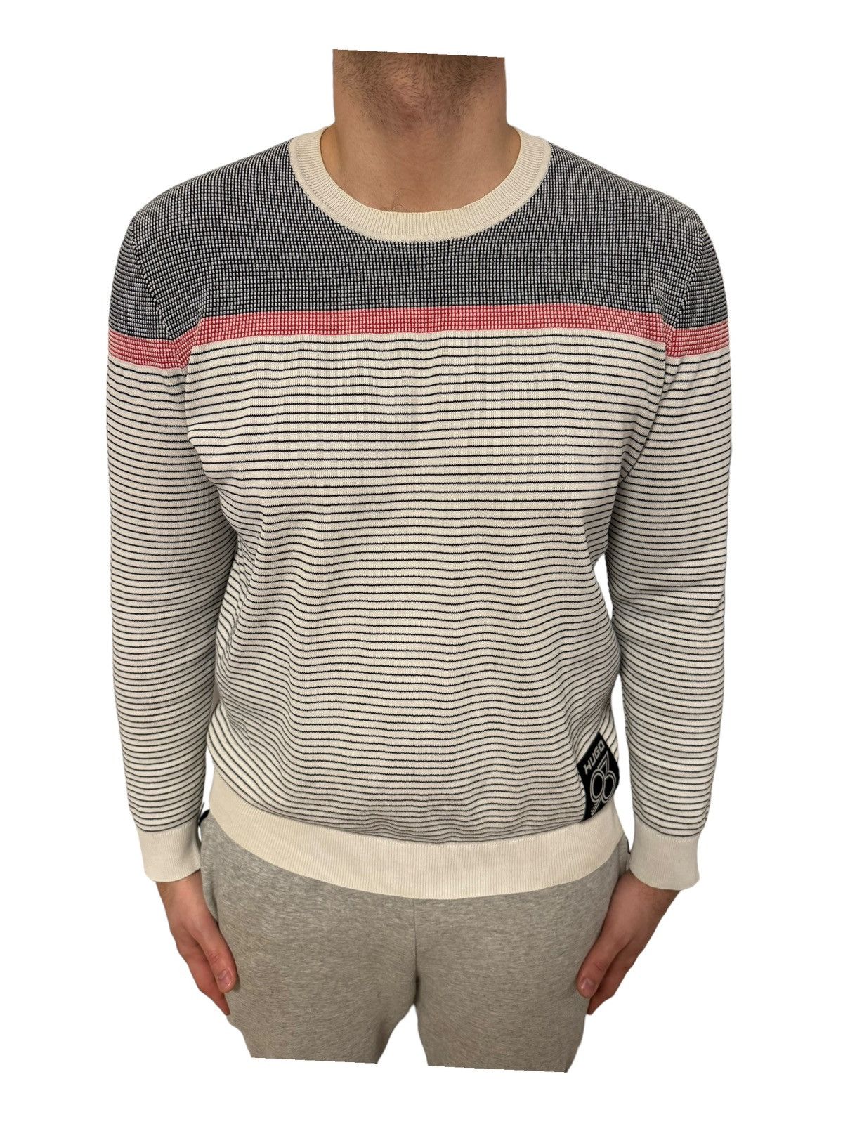 image of Hugo x Hugo Boss Logo Striped Sobono Jumper Sweatshirt Xl, Men's