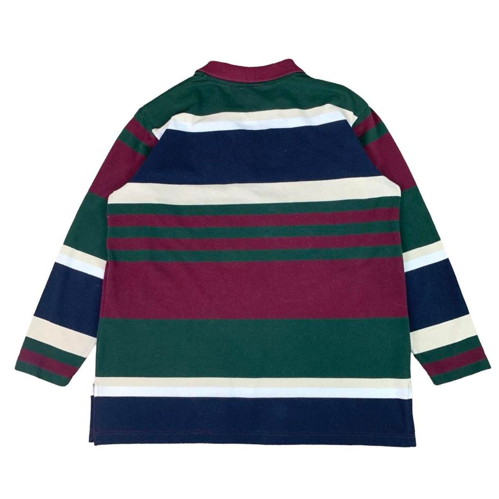 American Retro × Vintage Vintage 90s Striped Retro Long Sleeve Polo Shirt Size L / US 10 / IT 46 - 4 Thumbnail