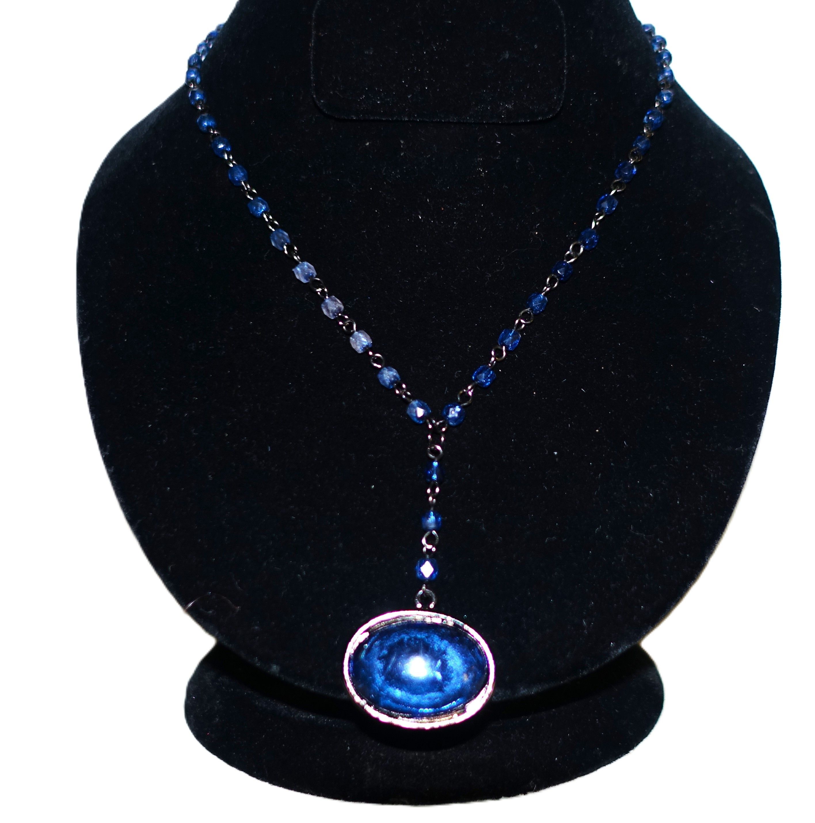 Other Claires Silver Tone Blue Bead Pendant Choker Necklace Size ONE SIZE - 4 Thumbnail