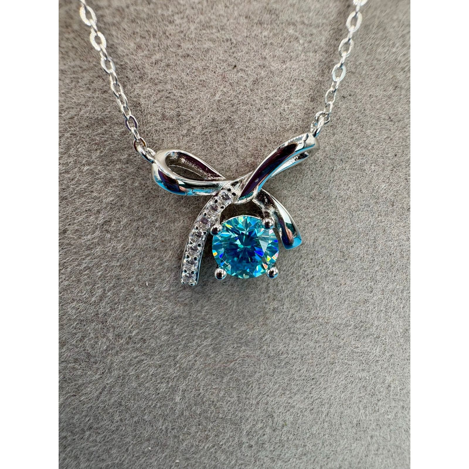 Jewelry NEW Aquamarine Moissanite Ring & Necklace in PT950 & AU750 Size ONE SIZE - 7 Thumbnail