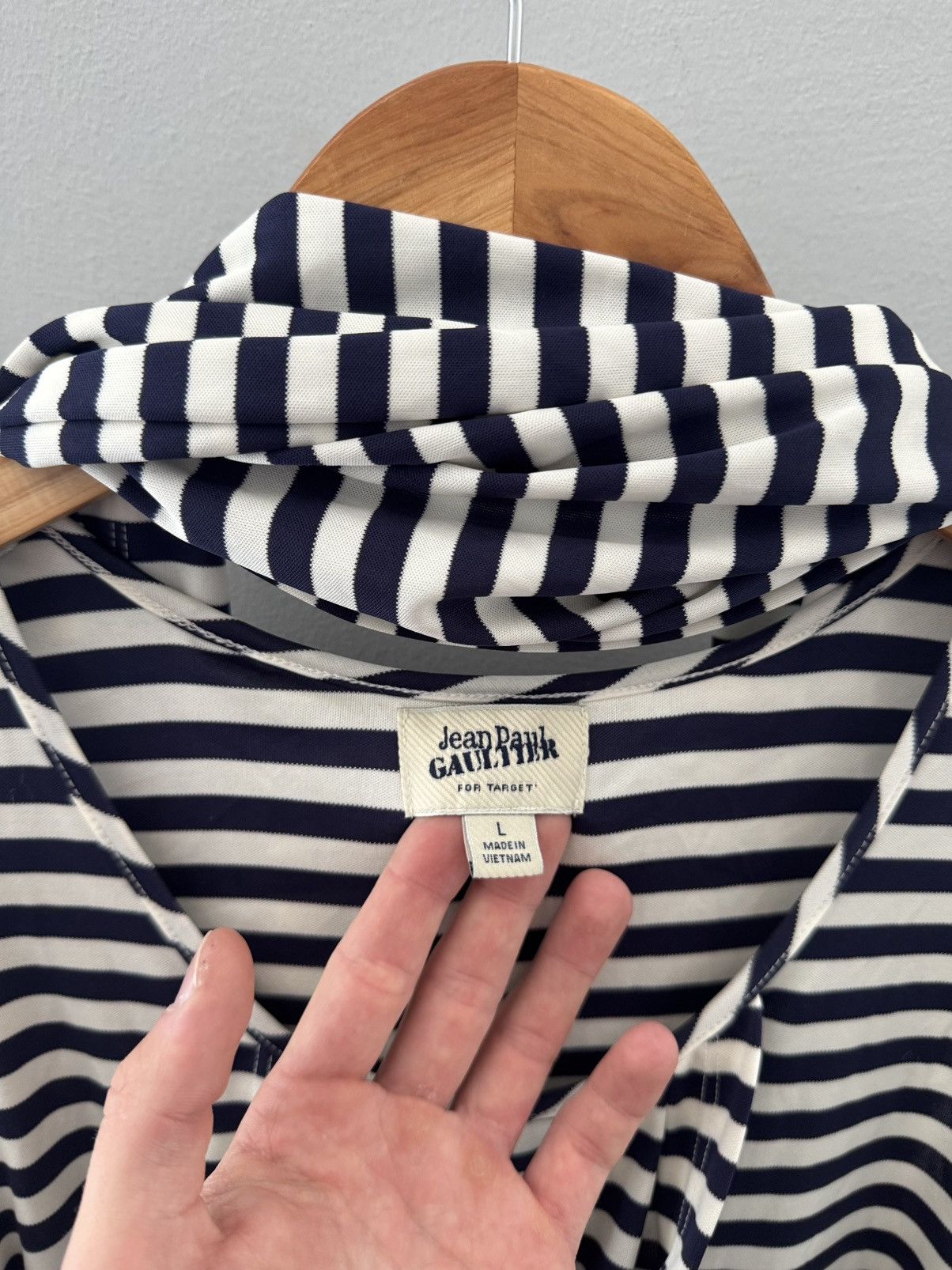Jean Paul Gaultier Jean Paul Gaultier for Target Draped Navy Striped Dress Size L / US 10 / IT 46 - 3 Thumbnail
