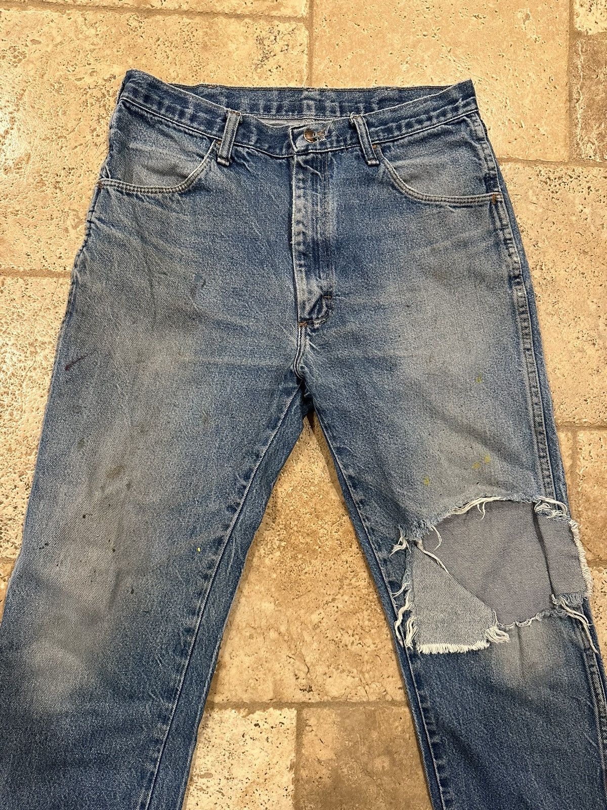 Rustler × Vintage Vintage Rustler Blue Stone Wash Knee Blowout Denim Jeans Size US 32 / EU 48 - 7 Thumbnail