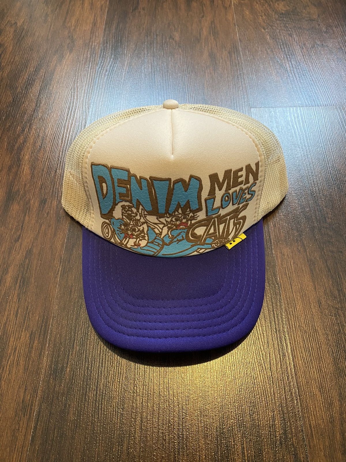 image of Kapital Trucker Cap Camo Denim Men Loves Cats in Purple
