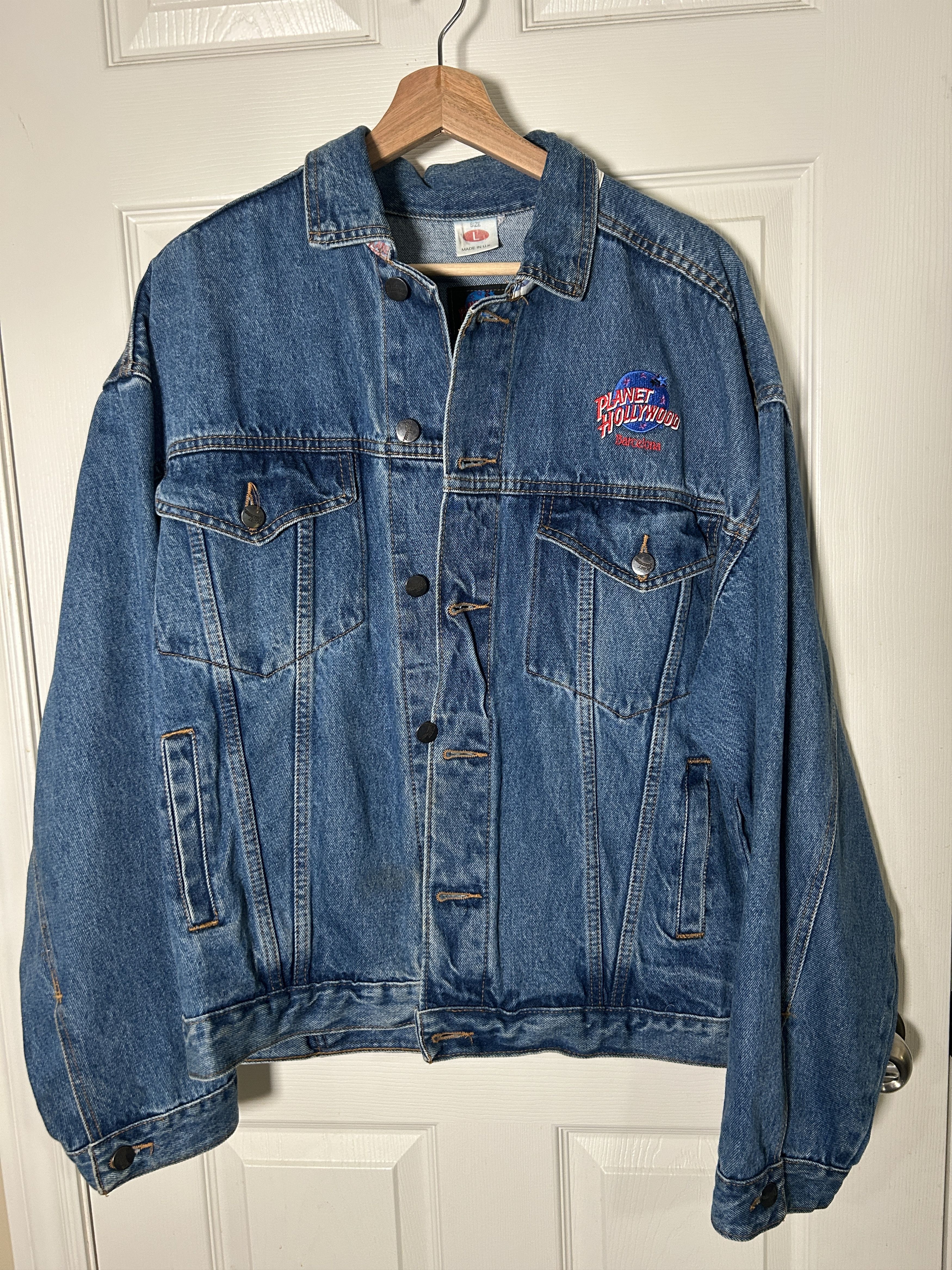 Planet Hollywood Vintage 90S Planet Hollywood Barcelona Denim Jean Jacket L Size US L / EU 52-54 / 3 - 1 Thumbnail