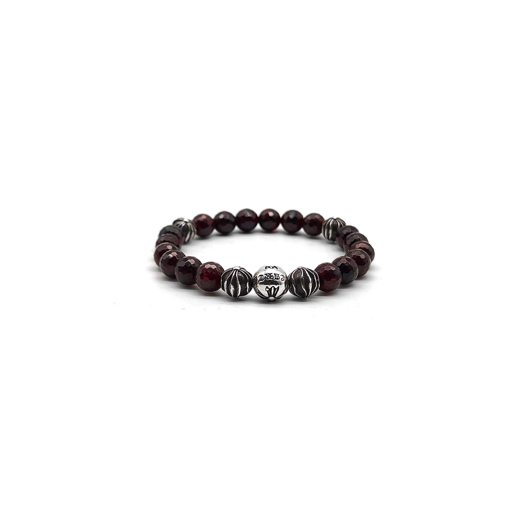 Chrome Hearts Chrome Hearts 8mm Garnet 5 Silver Bracelet Size ONE SIZE - 2 Thumbnail