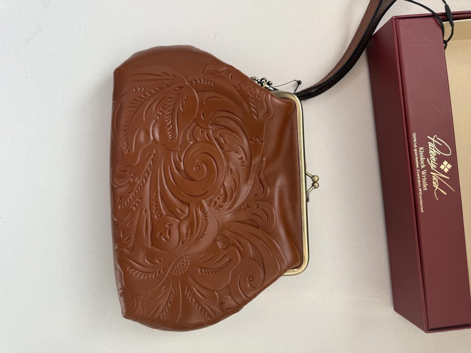 Other Patricia Nash Kisslock Wristlet Brown Leather Clutch Bag Size ONE SIZE - 2 Thumbnail