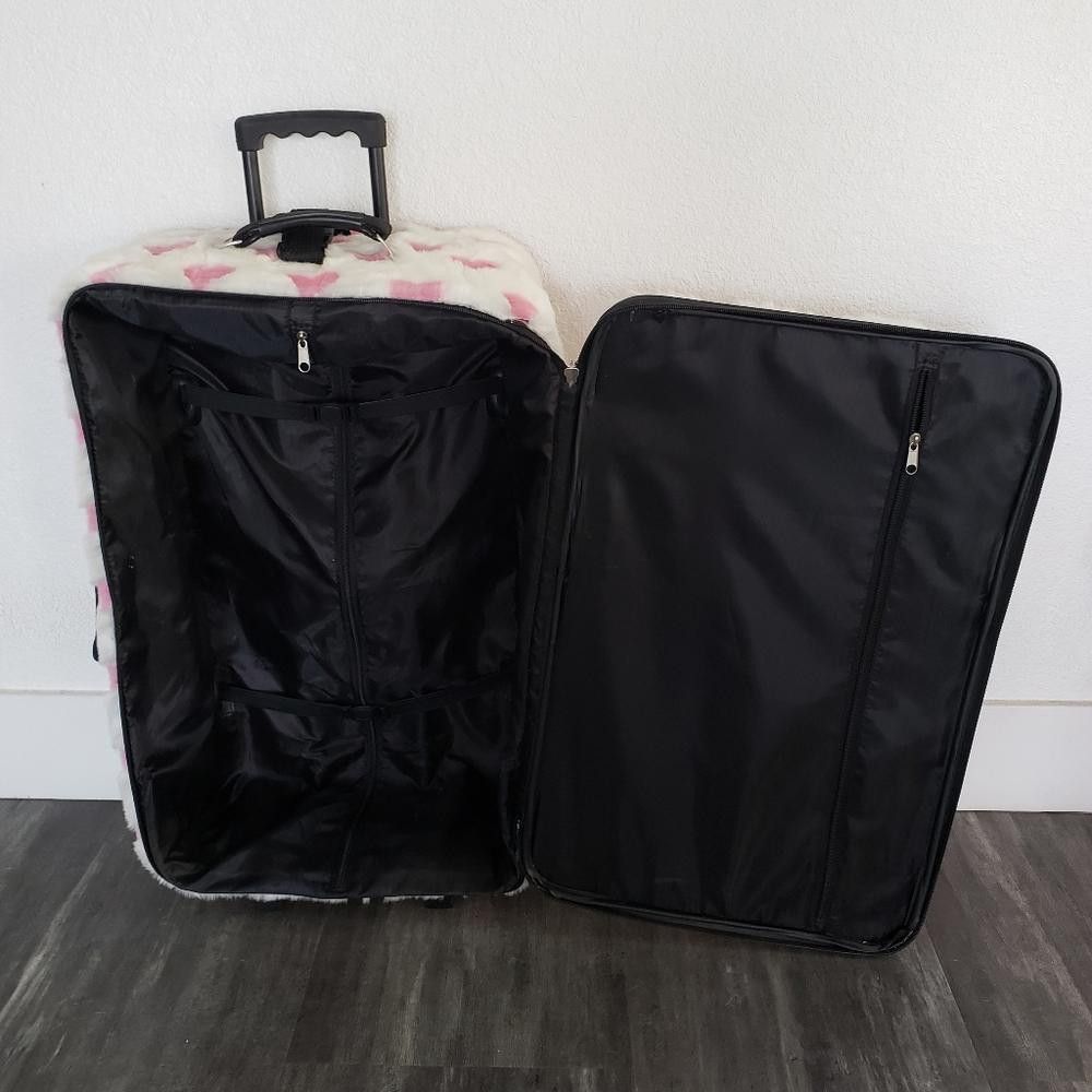 Designer White Pink Faith Knight Faux Fur L Luggage Size ONE SIZE - 7 Thumbnail