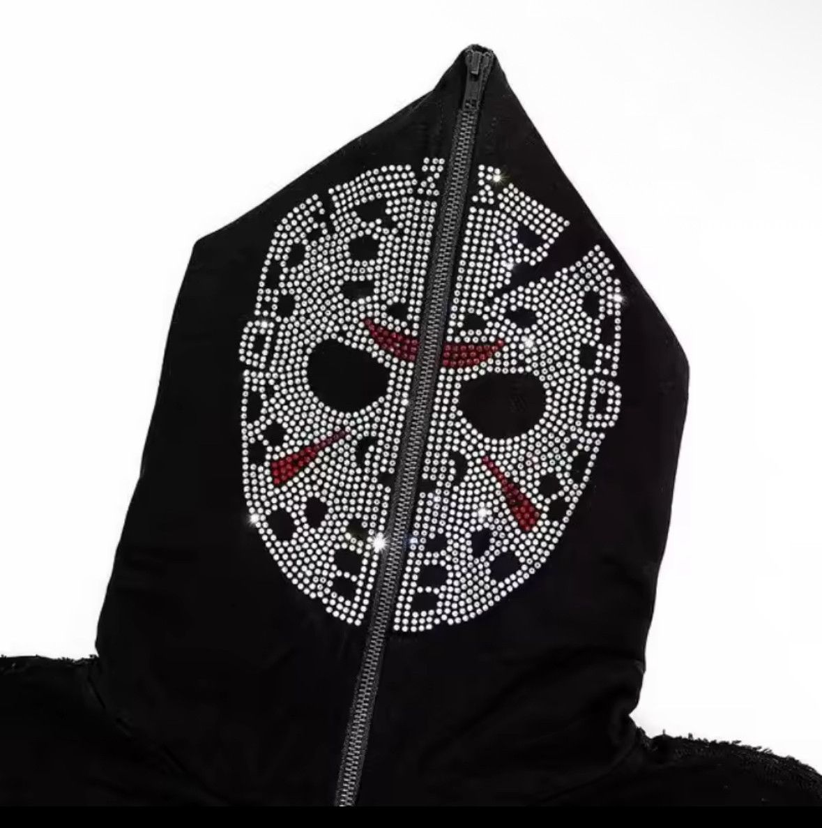 Japanese Brand Autumn Fashion Punk Y2K Goth Grunge Rhinestones Mask Hoodie Size US XL / EU 56 / 4 - 2 Thumbnail