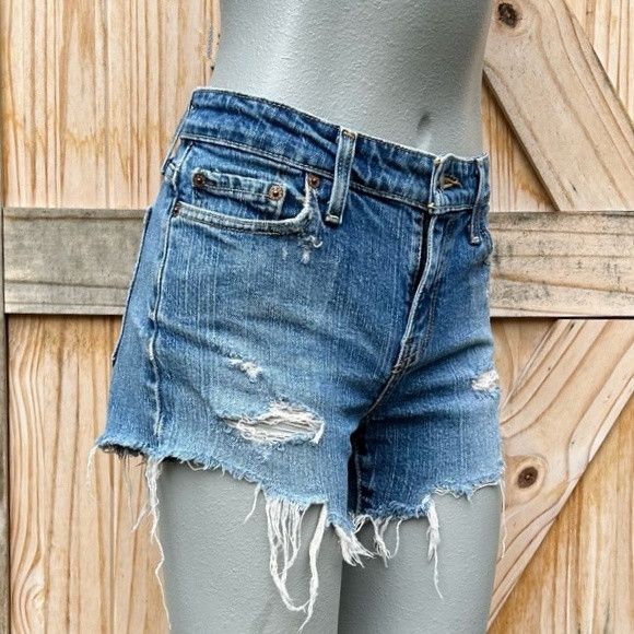 Levi's Vintage Clothing Vintage Y2K Levis 515 Distressed Stretch Cut Off Jean Shorts Size 28" / US 6 / IT 42 - 2 Thumbnail