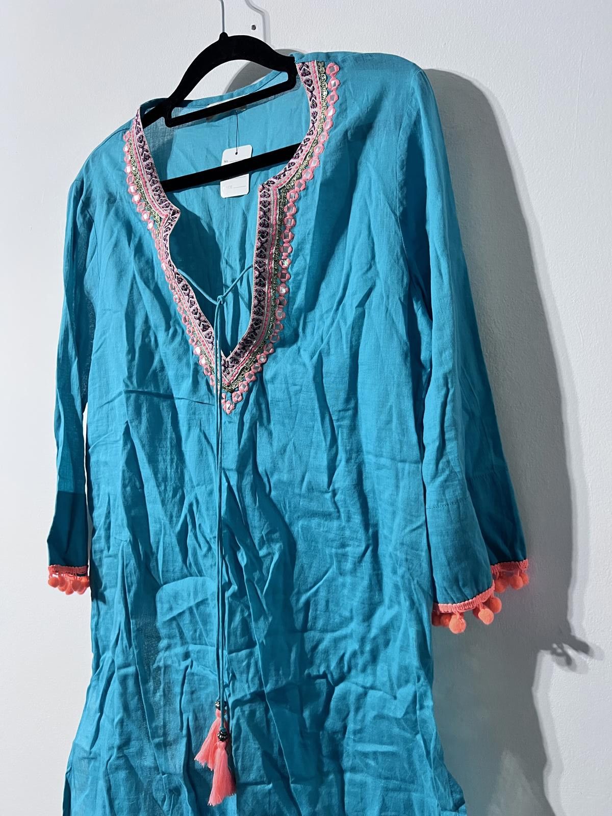 Other LaraEthnics Turquoise Cotton Kaftan Dress with Size S, UK 10 Size S / US 4 / IT 40 - 3 Thumbnail