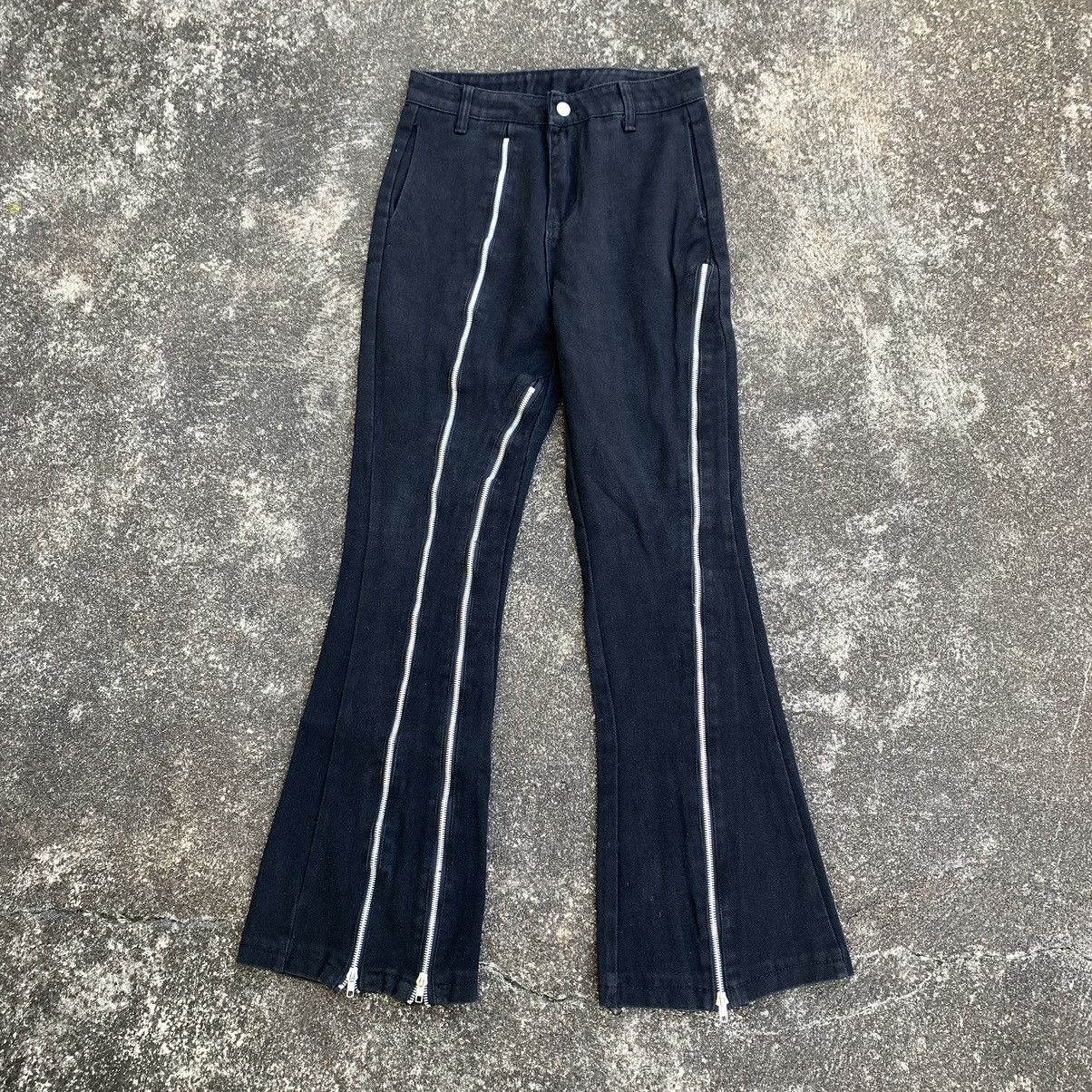 Japanese Brand MULTIZIPPER FLARE DENIM PANTS RICK OWENS STYLE Size US 30 / EU 46 - 1 Thumbnail