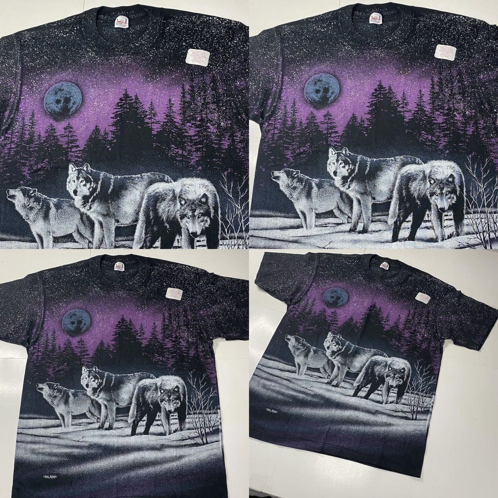 Anvil VINTAGE 90s AOP Wolves Single Stitch T-Shirt Double Sided Made In USA XL Size US XL / EU 56 / 4 - 9 Thumbnail