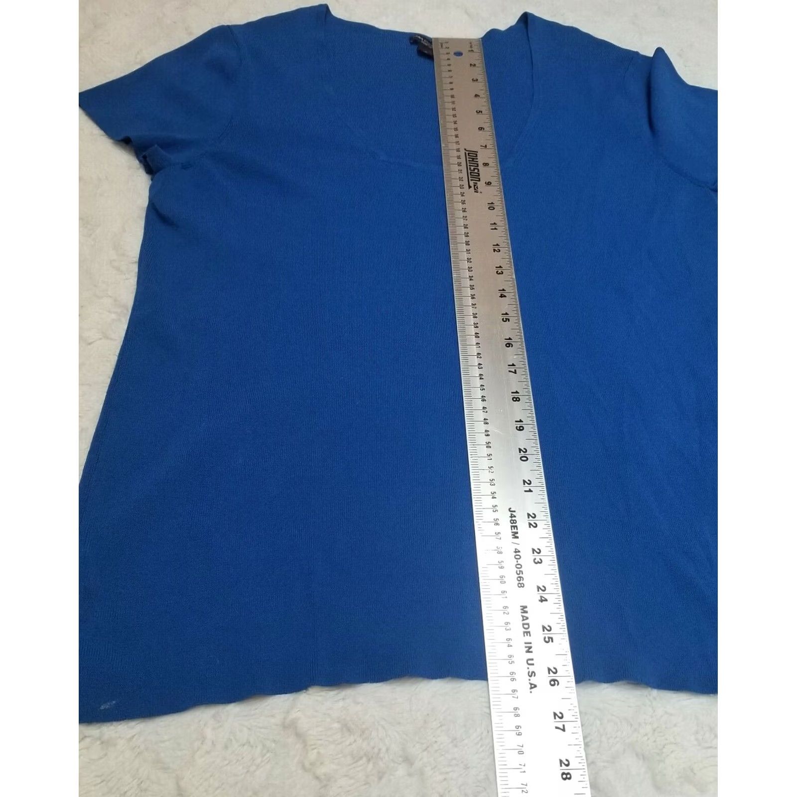 Vintage Dana Buchman Signature Womens Knit Top Square Neck Short Sleeve XL Blue Casual Shirt Size XL / US 12-14 / IT 48-50 - 5 Thumbnail