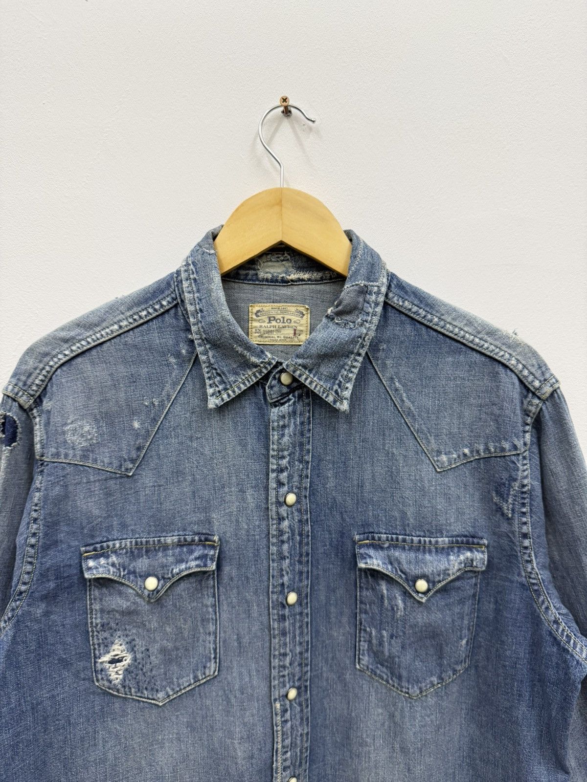 RRL Ralph Lauren Ralph Lauren RRL Distressed Cowboy Shirt Size US L / EU 52-54 / 3 - 2 Thumbnail