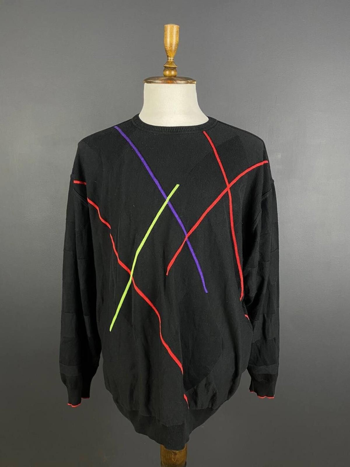 Carlo Colucci Carlo Colucci Black Geometric Stripe Sweater Size 3XL 4XL 64 Size US M / EU 48-50 / 2 - 1 Thumbnail