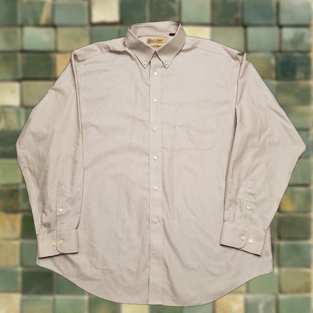 Roundtree & Yorke VINTAGE Gold Label Shirt Mens XL Beige Non Iron Perfect Performance Long Sleeve Casual Size US XL / EU 56 / 4 - 1 Thumbnail