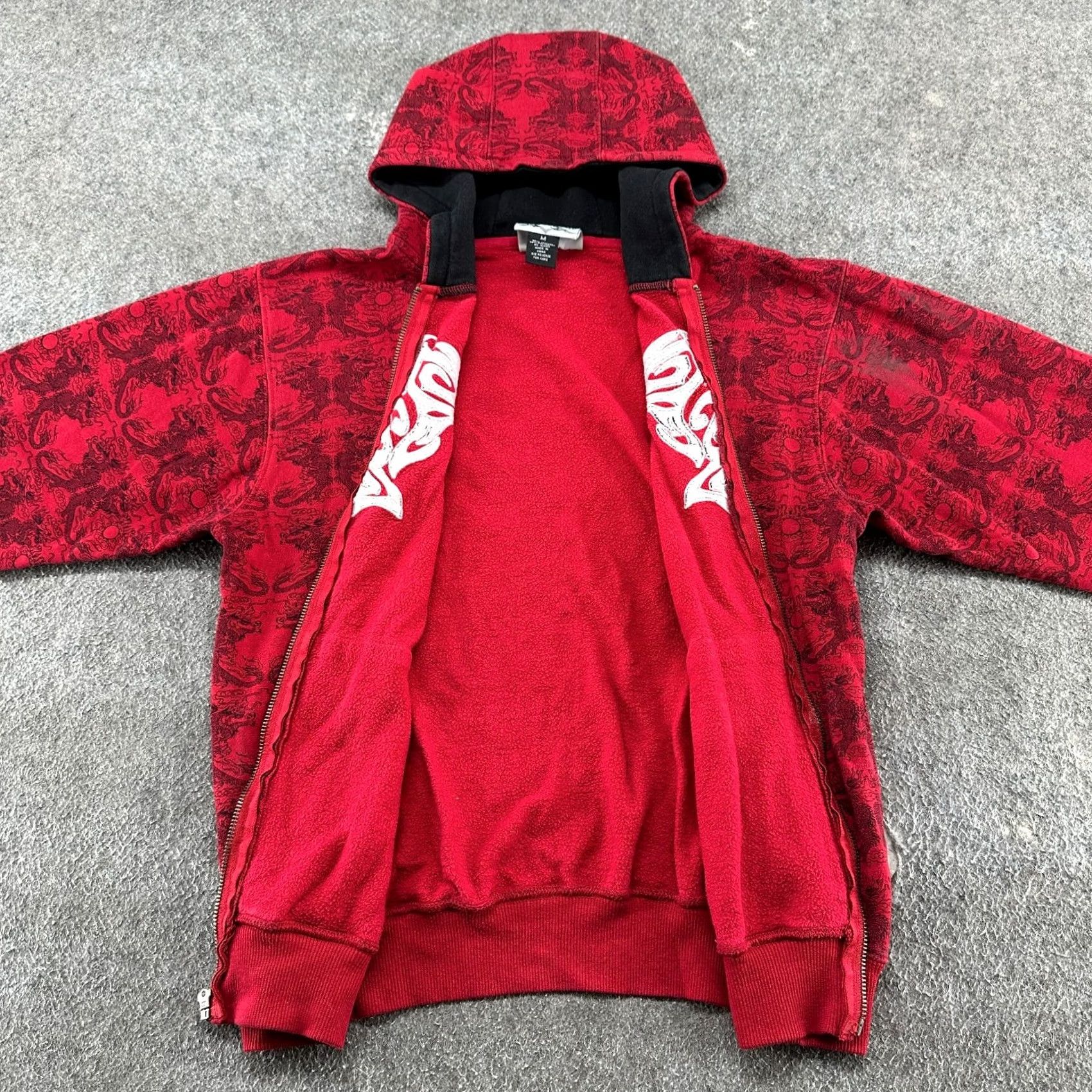 Vintage VINTAGE Silver Point Hoodie Boys M Red Full Zip Dragon AOP 90s Skater Y2K Size US M / EU 48-50 / 2 - 2 Thumbnail