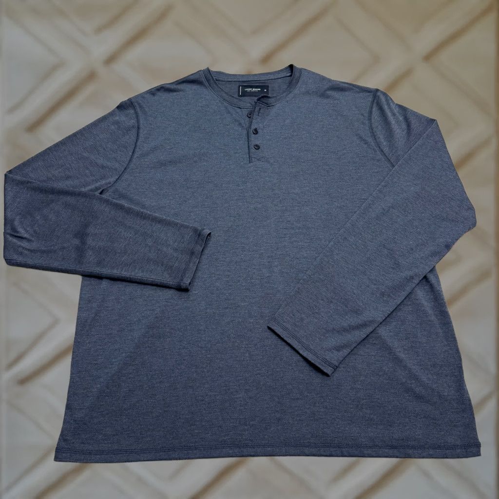 Lucky Brand Lucky Brand T-Shirt Mens XL Long Sleeve Henley Navy Blue Casual Stretch Tee Size US XL / EU 56 / 4 - 1 Thumbnail